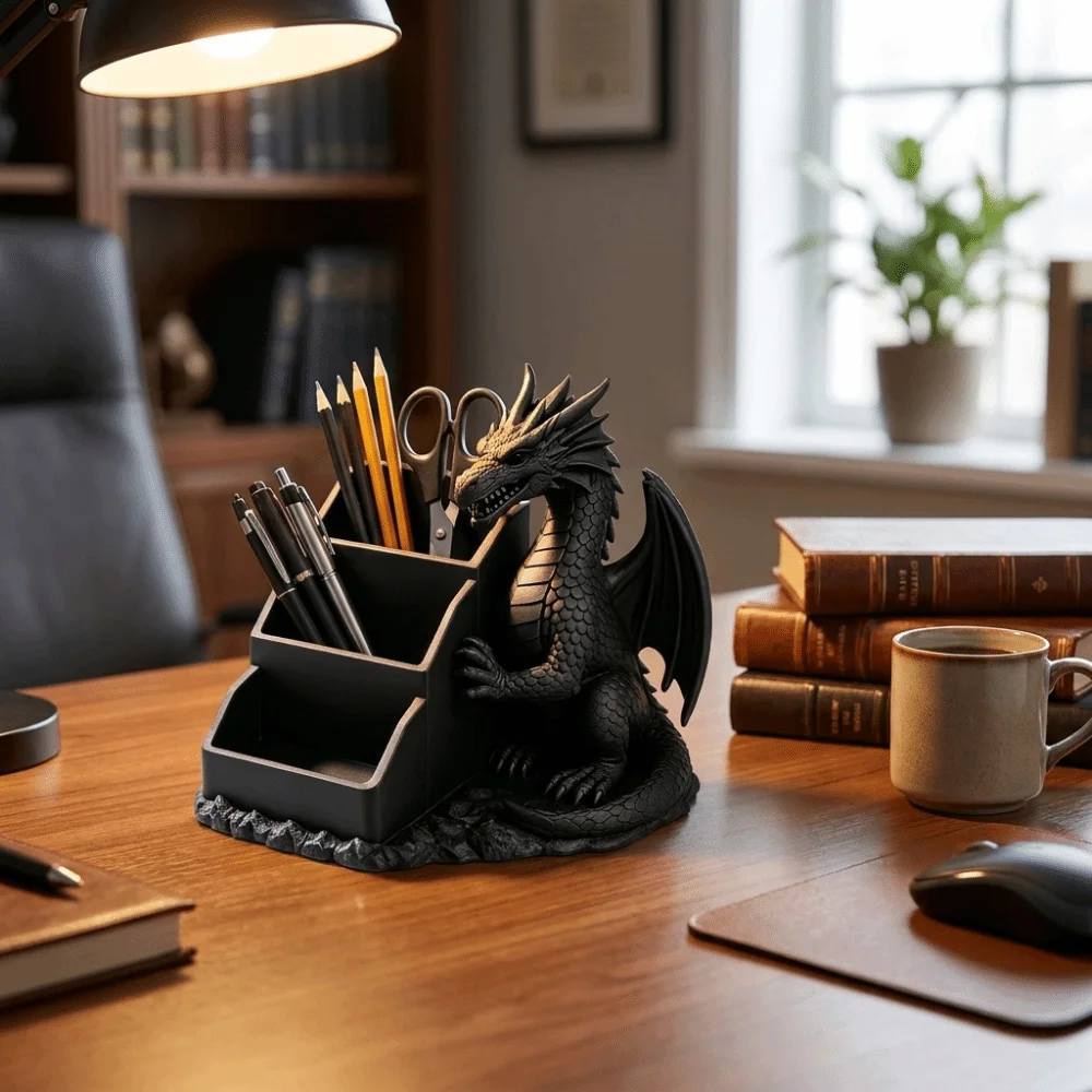 Multi Functional 3D Printed Dragon Storage Tray Unique Plastic Gothic Dragon Storage Box Realistic Toothbrush Rack Desktop