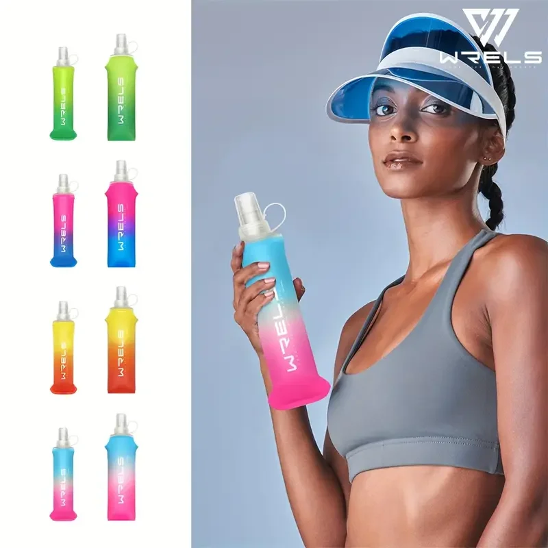Bouteille d'eau de Sport pliante en TPU, flacon souple, bouteille d'eau Portable à haut débit, pour course à pied, randonnée, vélo, Fitness