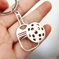 Pickleball Racket Keychain Pendant Team Sports Player Fans Stainless Steel Jewelry Women Men Gifts 5