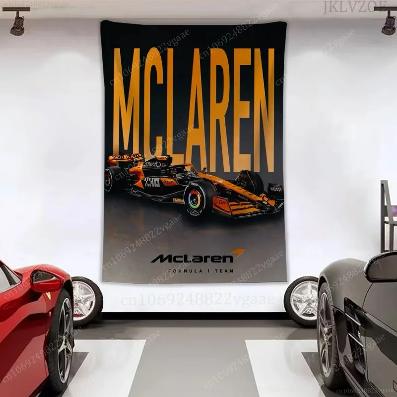 

F1 Tapestry Racing Poster Wall Tapestries Bedroom Decoration Aesthetic Tapices Car Flag M-McLaren Wallpaper 180X320CM