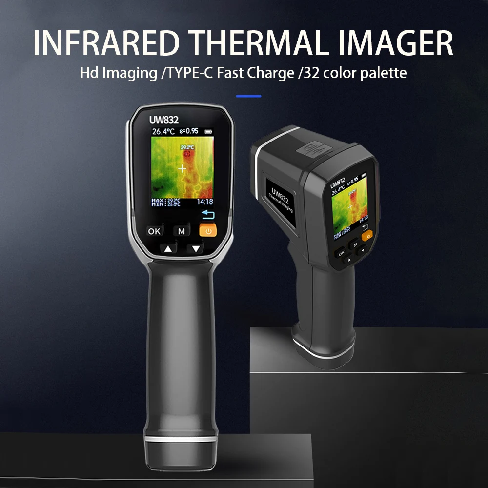 Infrared Thermal Imager Handheld Thermal Imaging Camera USB Rechargeable 8GB Card Color Display 0.01-1 Emissivity Carry Box