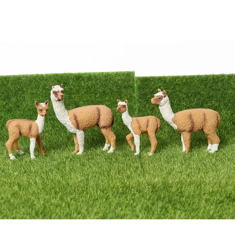 4 st realistiska alpackor, lamadjur, familjeset med unge, plastfigurer av skogsdjungeldjur, tårtdekorationer, jul, födelsedagspresent 10 best sales djungeldjur - №5