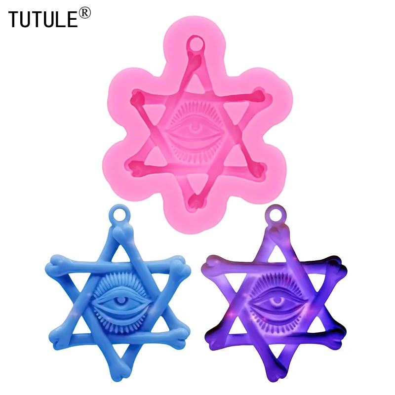 Eye Hexagram Silicone Mold DIY pendant Eye kawaii Polymer Clay Epoxy Molds Open Your Eye cake Fondant Silicone Mold