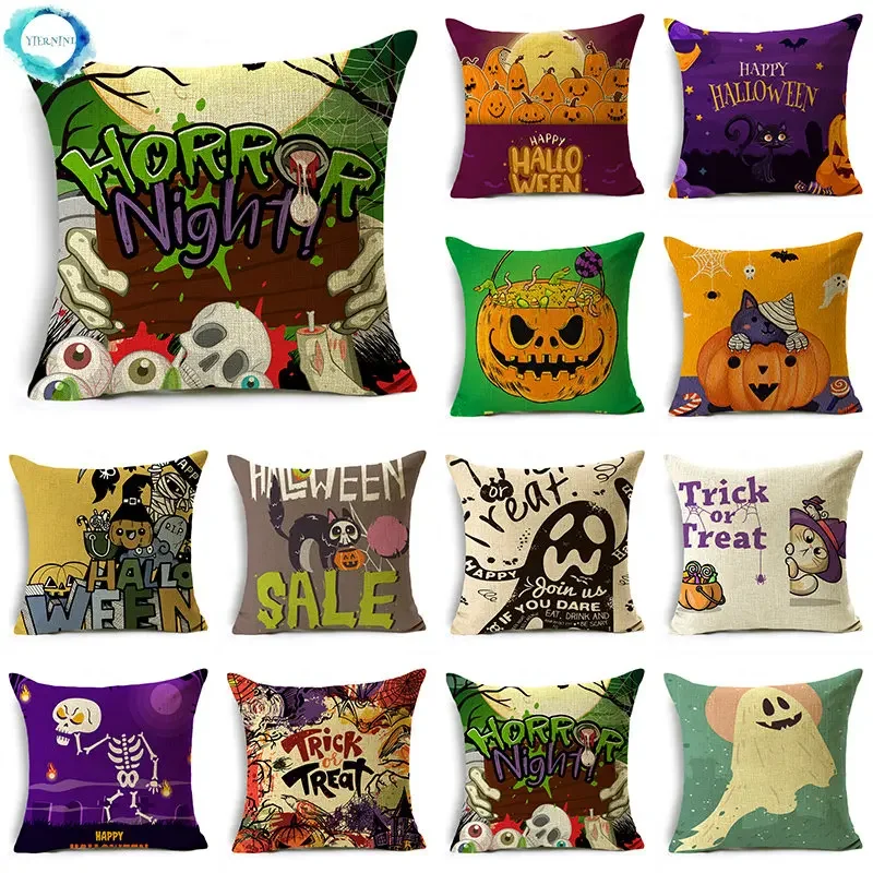 

Halloween cartoon pattern pumpkin ghost print pattern sofa cushion cover pillowcase home decoration party car bed use