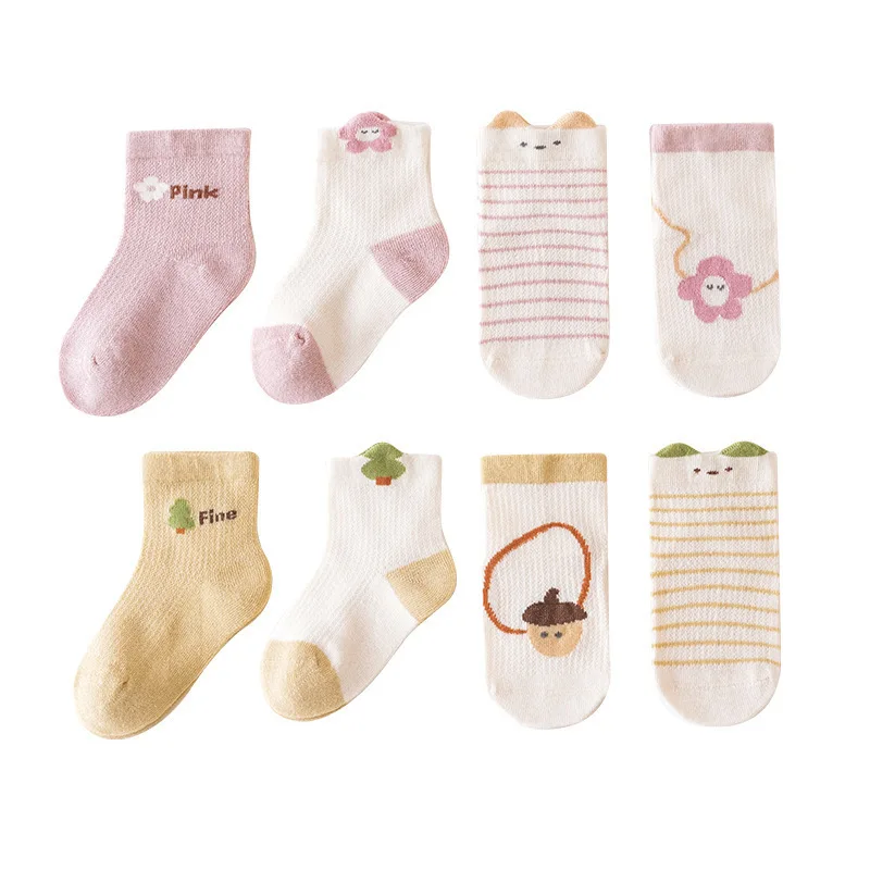 

4Pairs/Set Baby Girls Boys Socks Cotton Mesh Thin Soft Children's Socks Summer Spring Toddler Baby Socks For Girl Boy 0-5Years