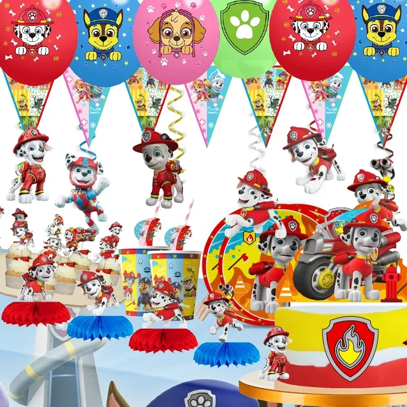 paw patrol cartoon birthday party plate cups banner decorations paw marshall theme baby shower kids birthday party supplies