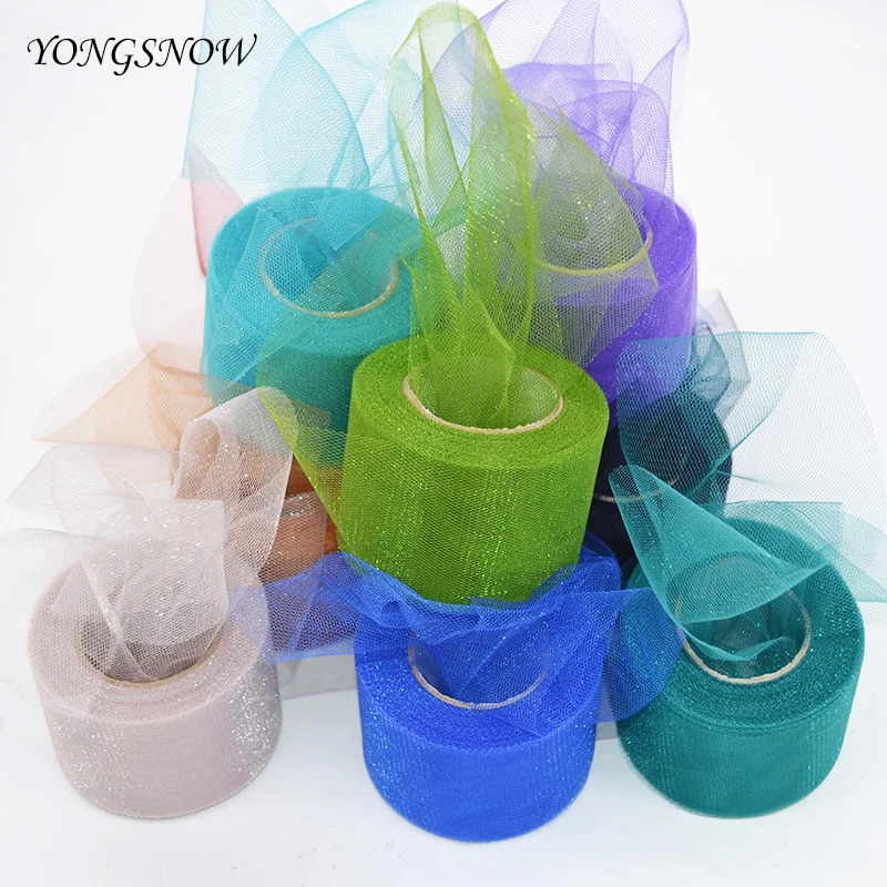 25 stoczni 5cm Multicolor błyszczące kryształowy tiul rolka Organza Sheer gaza DIY Baby Shower dziewczyny spódnica Tutu prezent Wedding Party wystrój