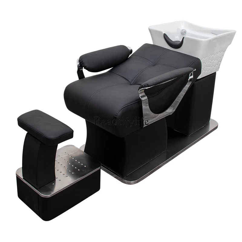 

Hair Salon Lying Half Shampoo Chair Special Simple Sitting High-End Ceramic Basin Hair Salon Flushing Bed