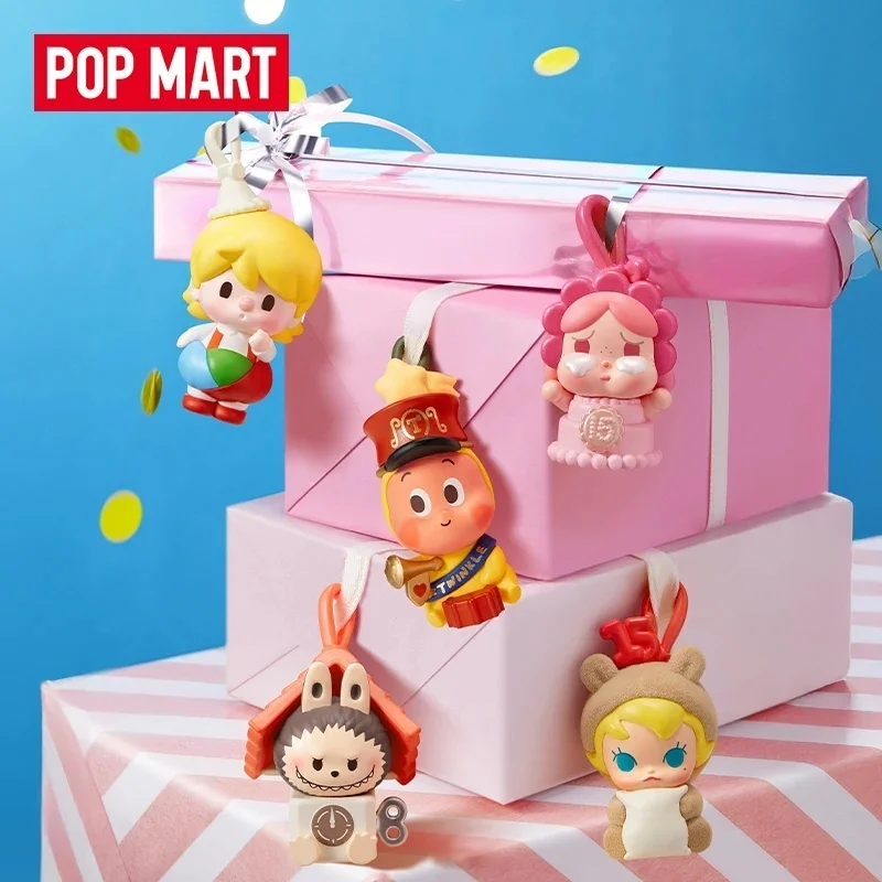 

POPMART Celebrating The Moment POPMART 15th Anniversary Series Pop Bean Blind Box Desktop Decorat Trendy Collect Toys Cute Gifts