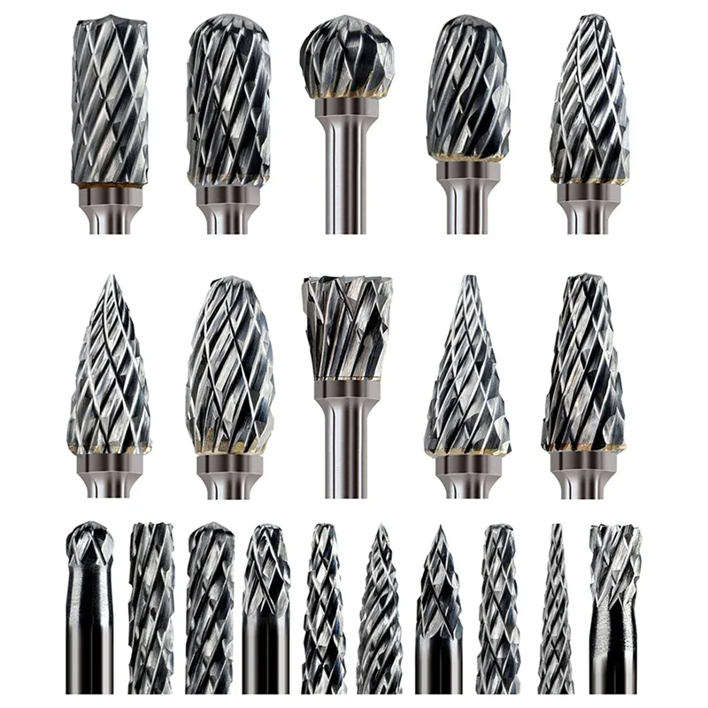 

Carbide Burr Set,20PCS Die Grinder Rotary Tool Rasp Wood Carving Bits Accessories Attachments Metal Grinding Engraving