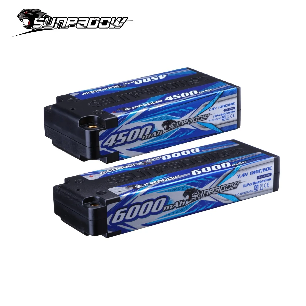 

SUNPADOW Competition RC Lipo Battery 2S 4500mAh 6000mAh 120C60C with 4mm Bullet Connector for 1/10 Buggy Vehicles Car Truck Tank