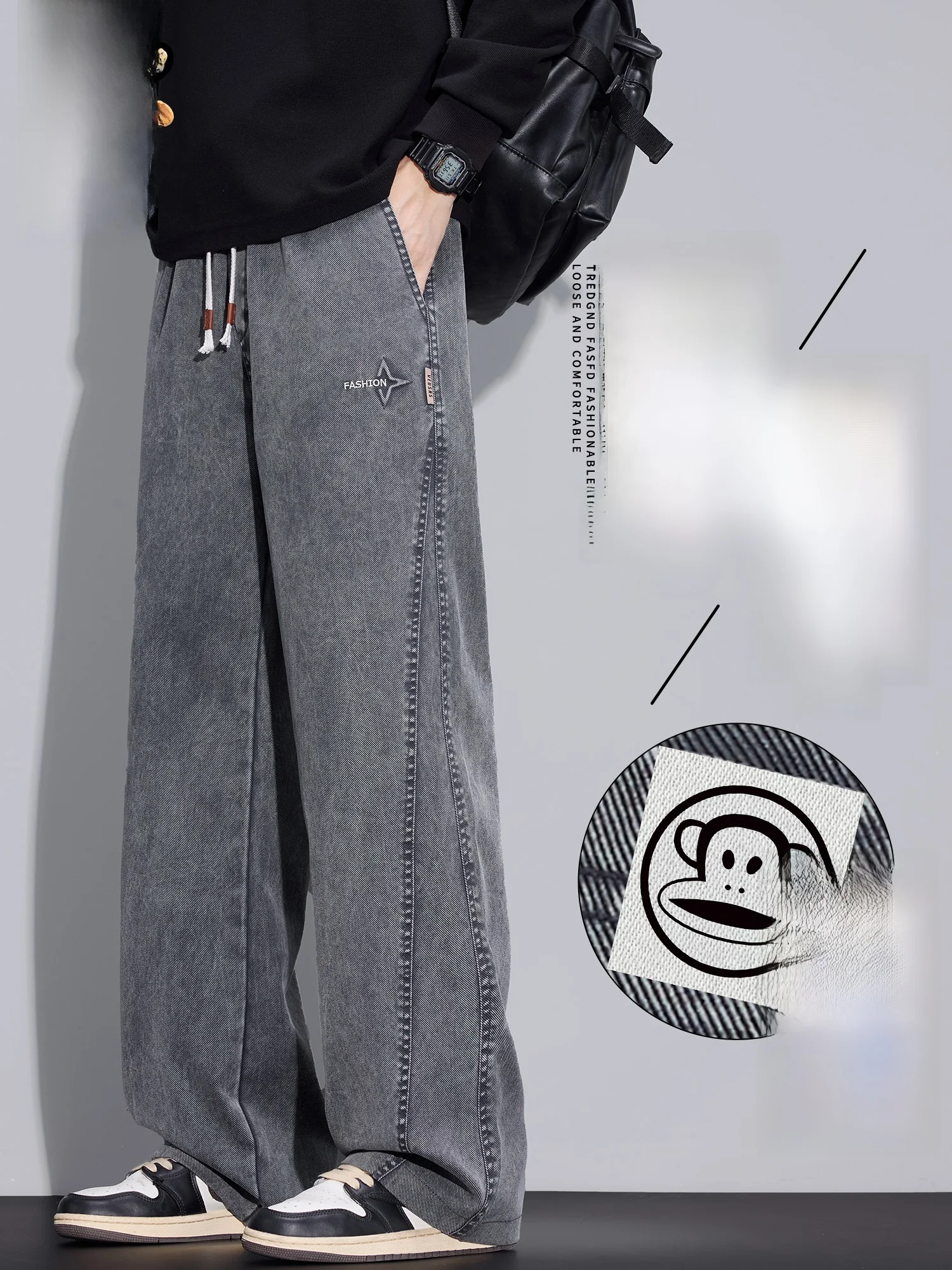 

Мужские повседневные брюки Paul Frank из утолщенного флиса, широкие, прямого кроя, зимние, теплые, свободного кроя, из смесового полиэстера