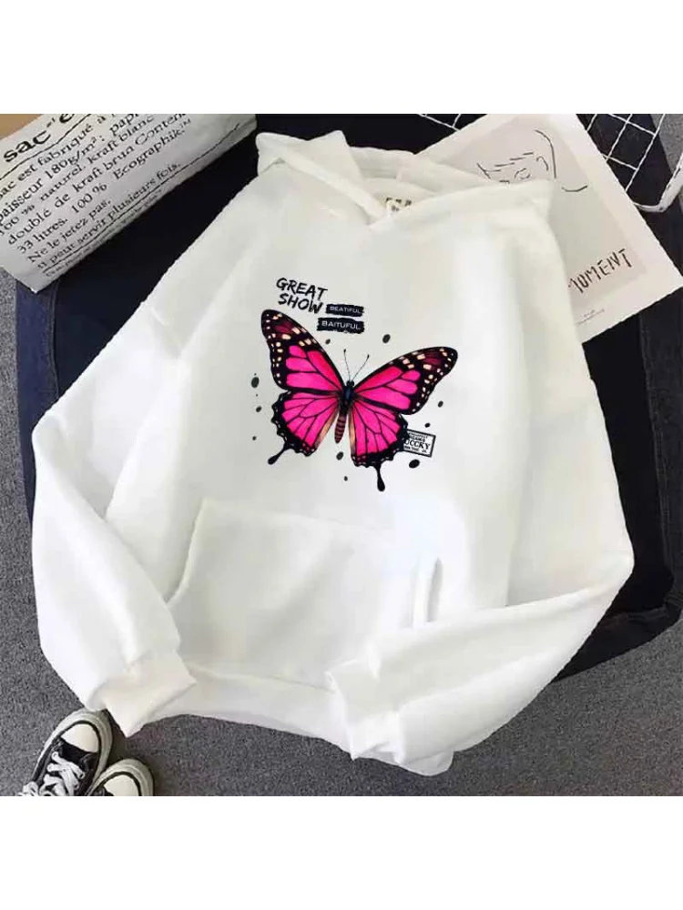 الربيع/الخريف النساء بلايز الملابس الجمالية أزياء الرجال البلوز الجرافيك هوديي فراشة نمط الشارع العصرية هوديس الأعلى