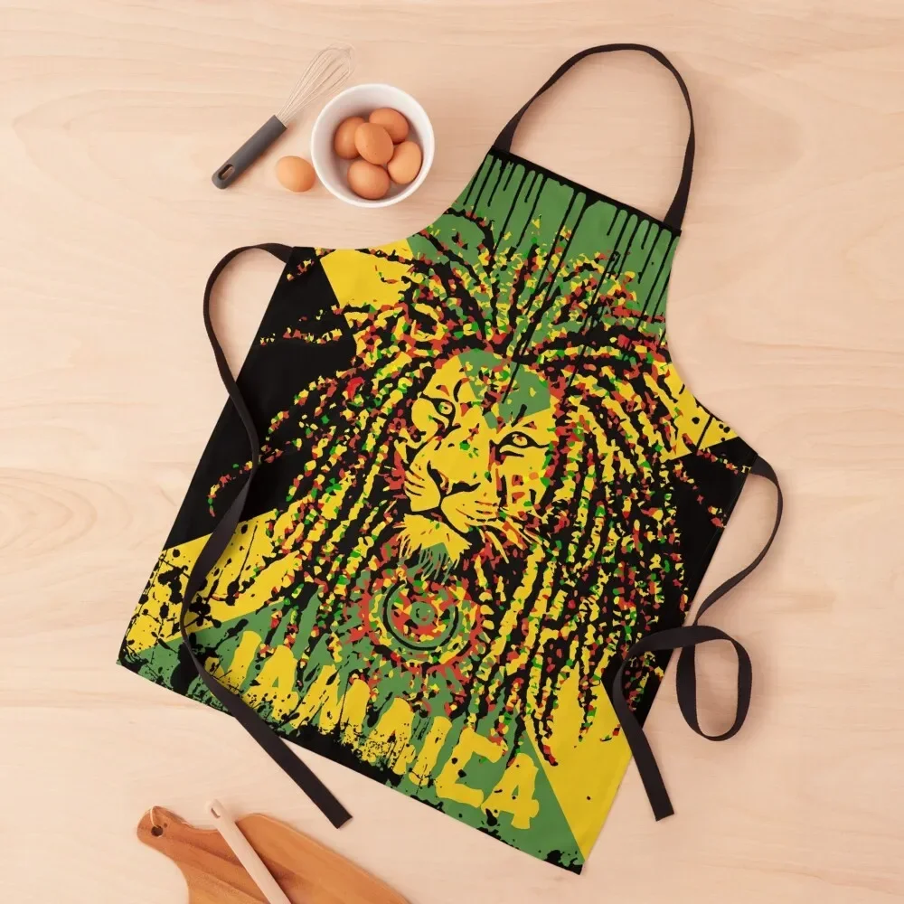 

Jamaica Lion of Judah Dreadlock Apron Restaurant For Women Kitchen Women Kitchen'S Apron