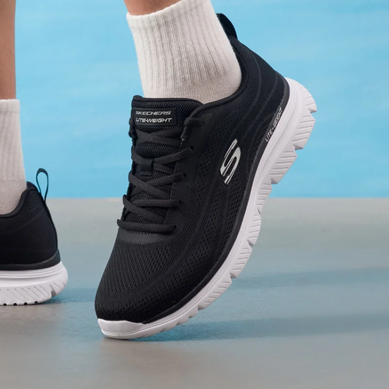 

Skechers Authentic Men's Summer New Running Shoes, Cushioned & Rebound Mesh Casual Sports Sneakers 8790345-BKW