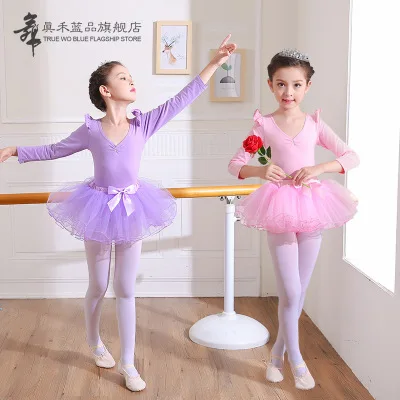 Disfraces de baile para niños, faldas de ballet para niñas, trajes de entrenamiento, actuación de baile para niños de manga larga, primavera y verano