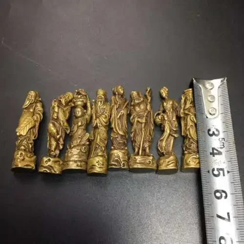 8PCS Chinese Buddha Bronze Old Copper Eight Immortals (Ba Xian)Brass Statue