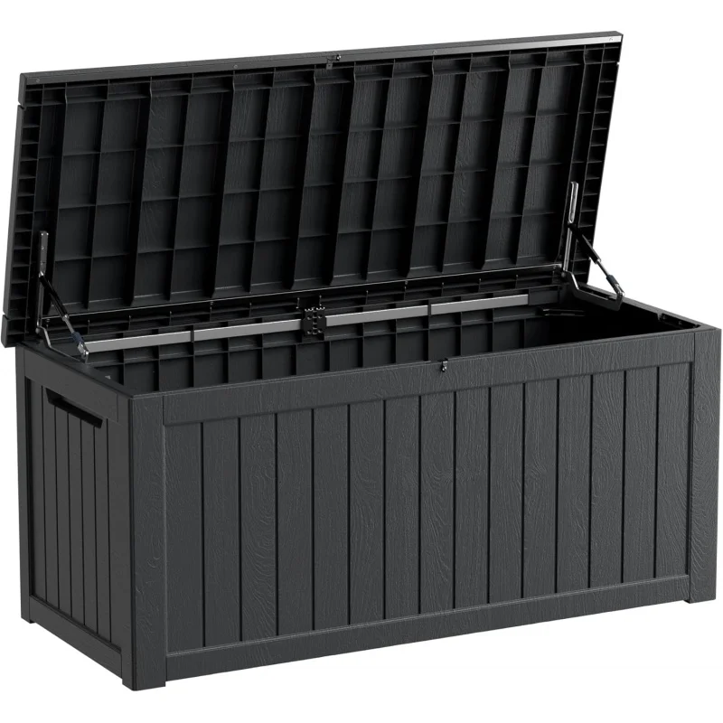 2026 New：270 Lockable Resin Outdoor Storage Box, Waterproof & Weather Resistant Deck Box Patio Cushion, Garden Tools