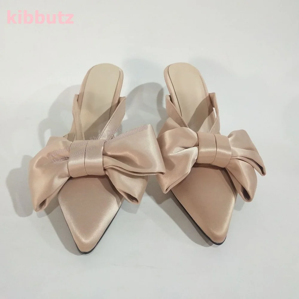 Satin spitzen Zehen seltsamen Stil Hausschuhe Schmetterling-Knoten solide lila Slip-On Sandalen Mode elegant prägnant neueste Größe 42