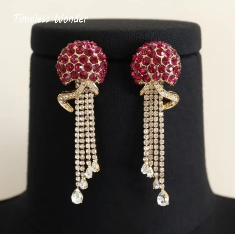 

Timeless Wonder Fancy Zircon Floral Tassel Stud Earrings for Women Designer Fashion Jewelry Luxury Top Rare Gift Sweet 3616