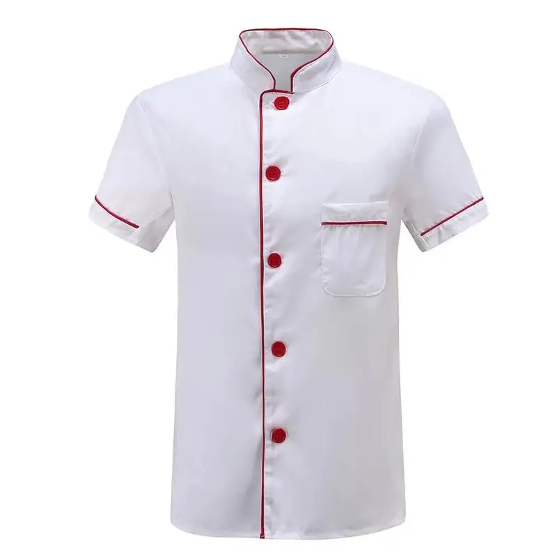 Summer Men's Chef Uniform Jacket Thin Cheap Personalized Design Custom Print Logo Cooking Clothes Kitchen Shirt Hotel Fast Food