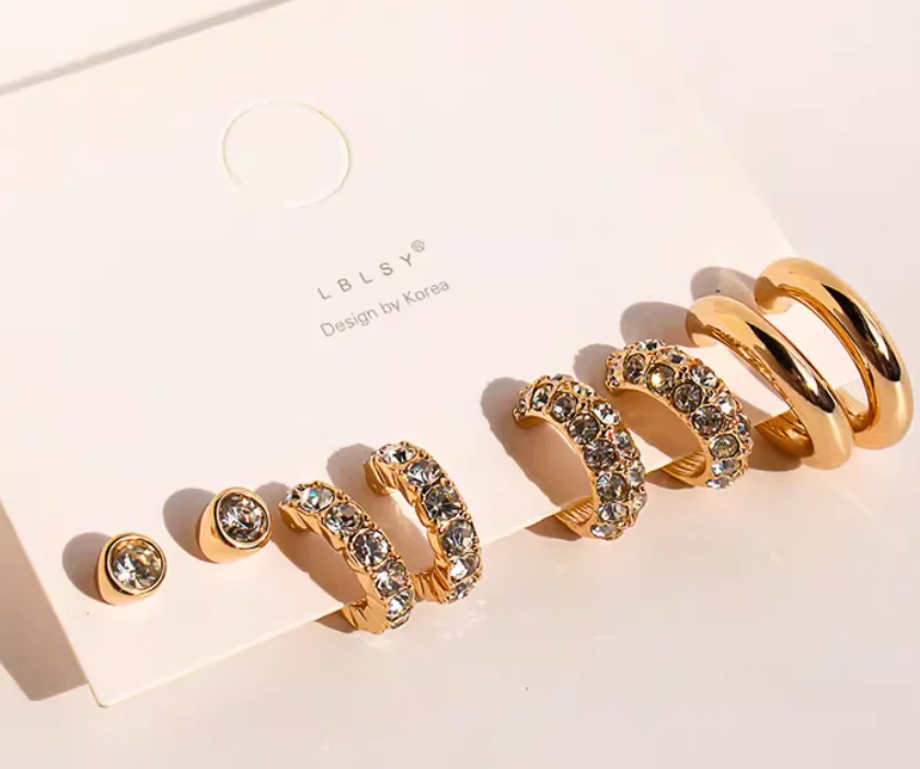 

Четыре комплекта внешней торговли, ювелирные изделия, минималистичные изысканные серьги с бриллиантами Flash, классические серьги C-образной формы, серьги Джокера для пригородных поездок