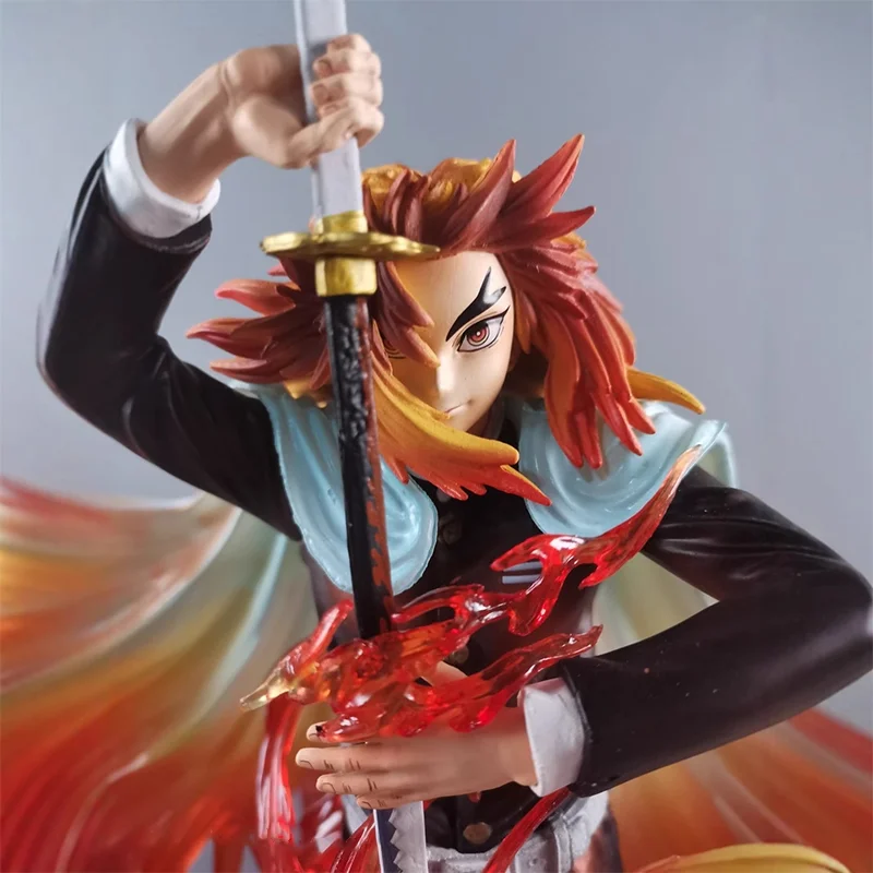30cm anime demon slayer kisatsutai pilar de chama rengoku kyoujurou figura de ação gk modelo colecionável ornamento de mesa meninos brinquedo presente