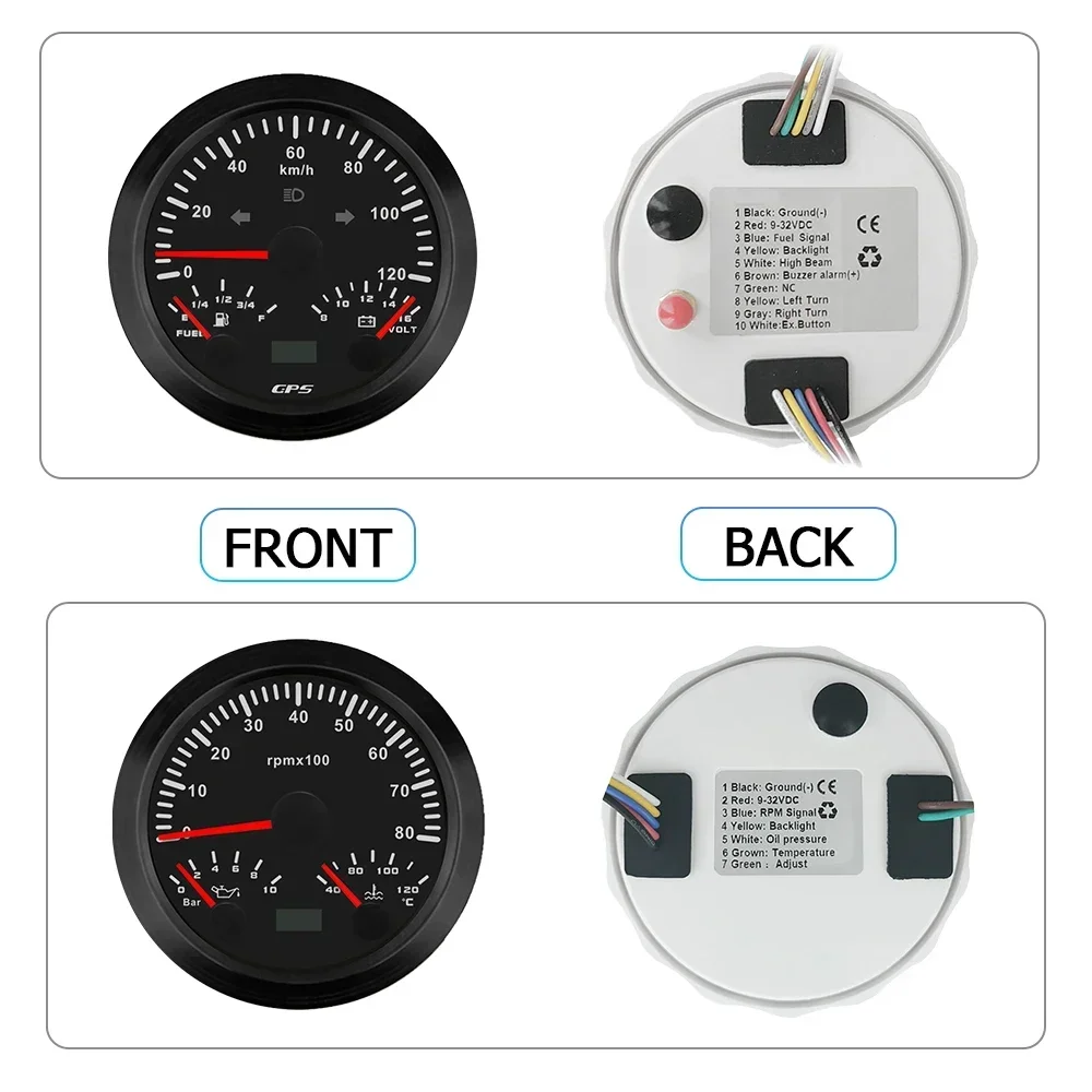 

Car 85mm 3 in 1 Multifunctional 0-200km/h GPS Speedometer+0-8000RPM Tachometer with Oil Pressure Water Temp Fuel Level Voltmeter