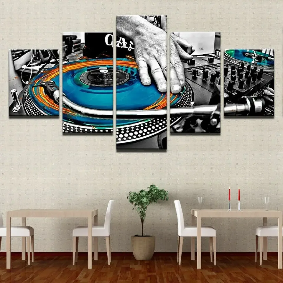 No Framed Music Mixer 5 Piece Wall Art Canvas Print Posters Oil Painting Living Room Home Decor Pictures