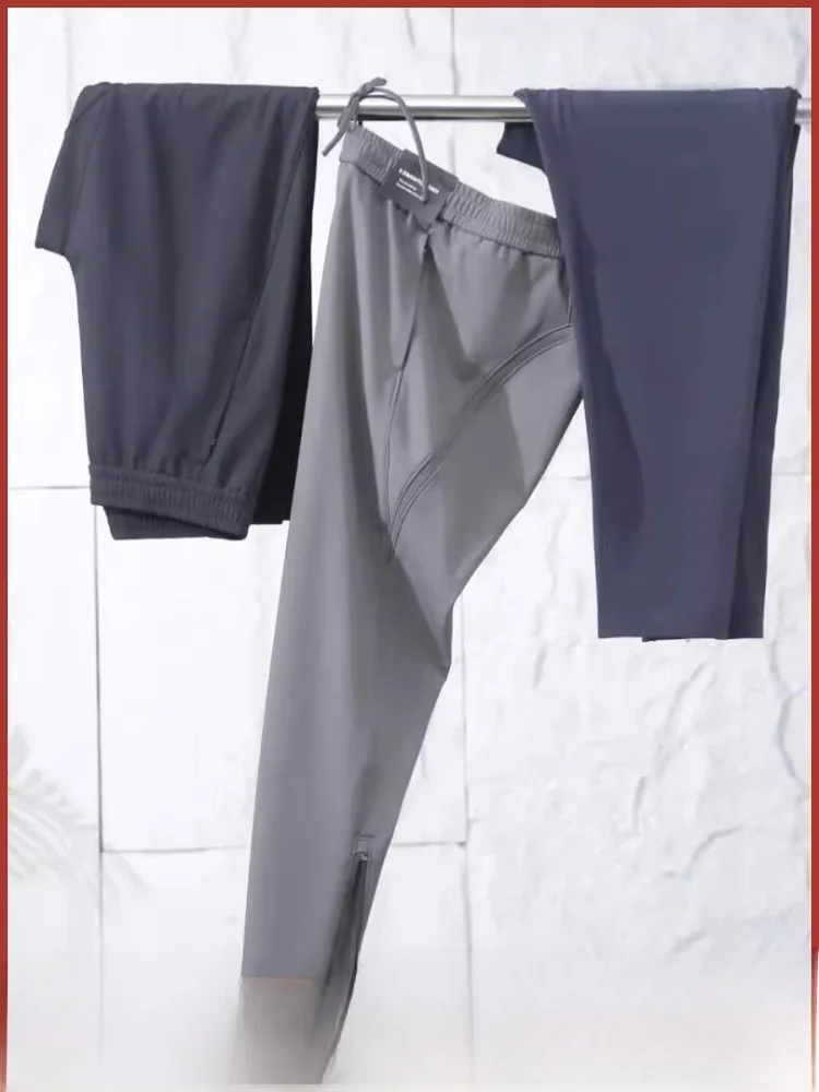 

Уличные мужские легкие повседневные брюки из технической ткани с прямыми штанинами, спортивные длинные брюки, спортивные штаны, сезонная одежда на весну и осень