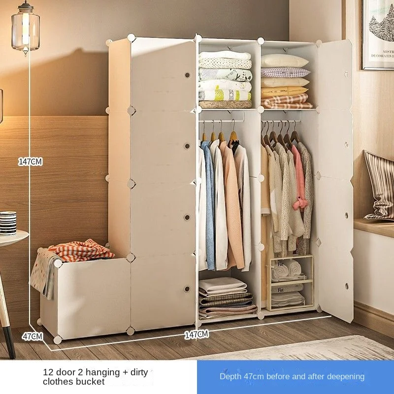 Simple Wardrobe Clothes Folding Cabinets Dressers Cube Storage Locker Plastic Collapsible Dustproof Home Bedroom Furniture