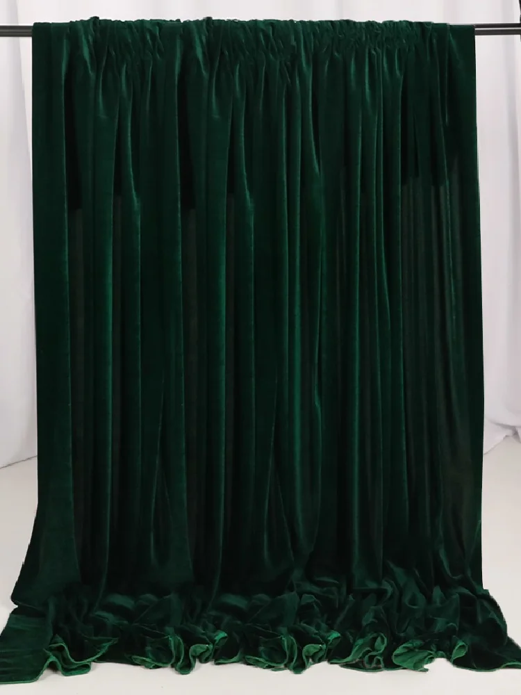 

Dark Green Gold Velvet Fabric, Solid Color Curtain Fabric, Stage Background Fabric, Wedding Decoration Velvet Fabric