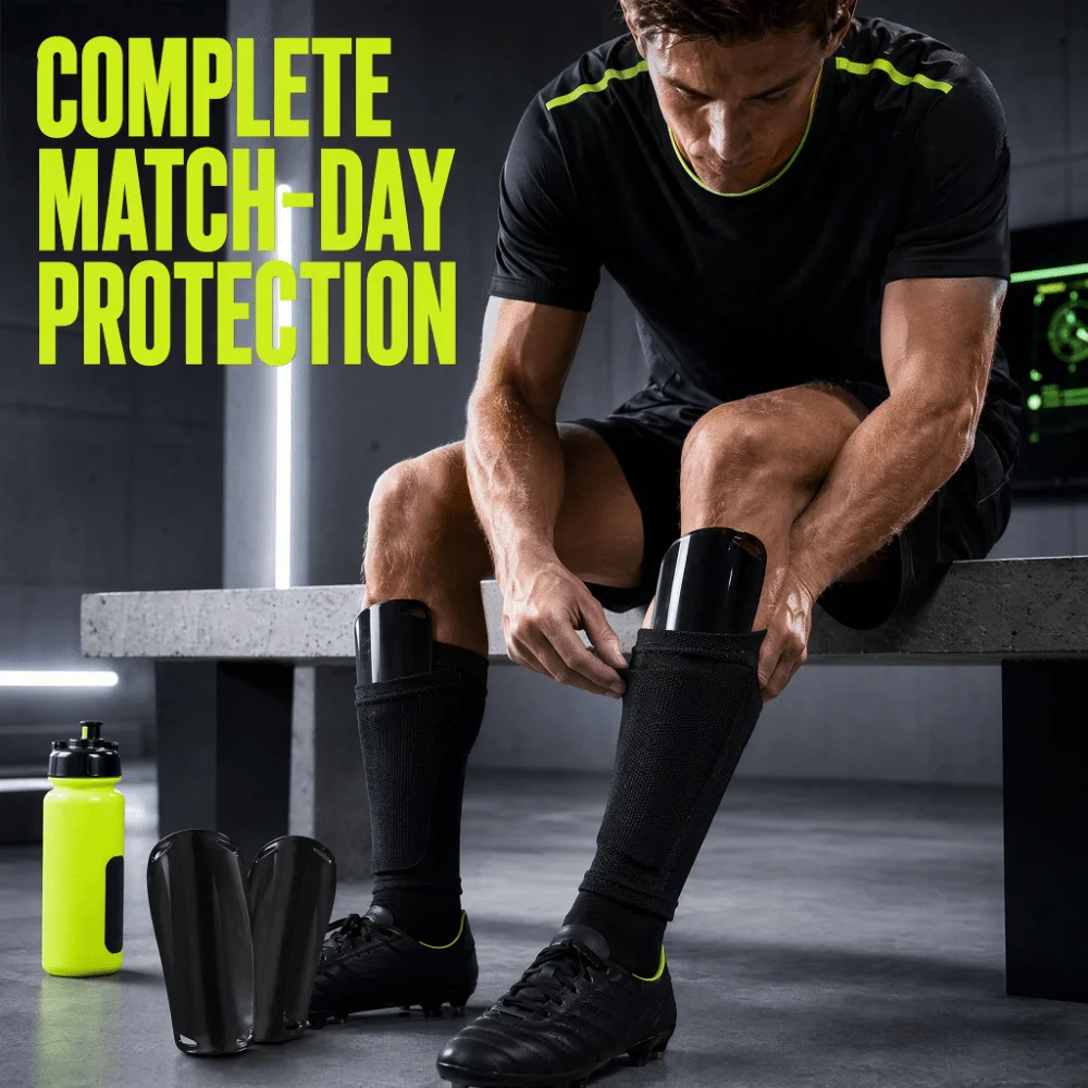2PCS PU Leather Soccer Shin Guards Foldable Zipper Closure Shin Guard Sleeves Numbered Markers Multi-Accessories Protective Case