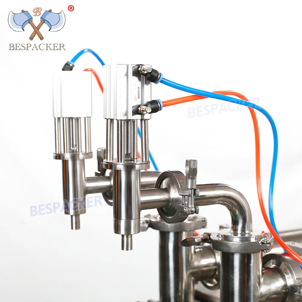 Bespacker 2 Heads Automatic Fruit Juice Soap Cream Lotion Glass Oil Bottle Beverage Filler Peanut Butter Paste Filling Machines