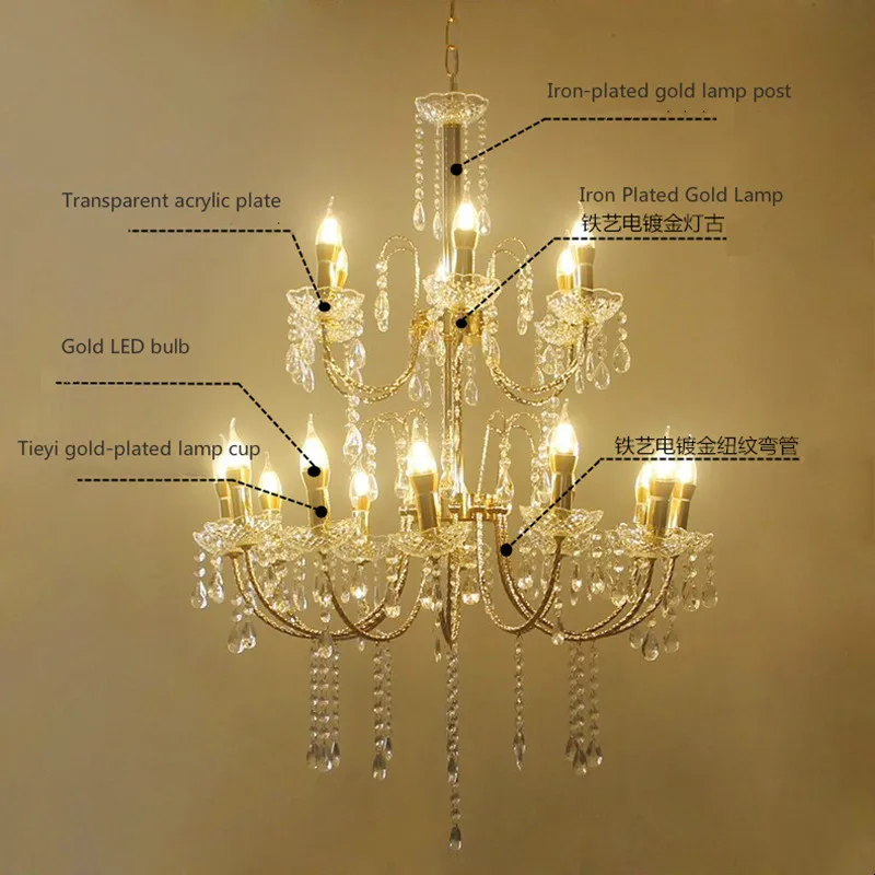 NewWedding Iron Plated Crystal Chandelier Stage Ritual Pavilion Decoration Road Bringing New Wedding Projects