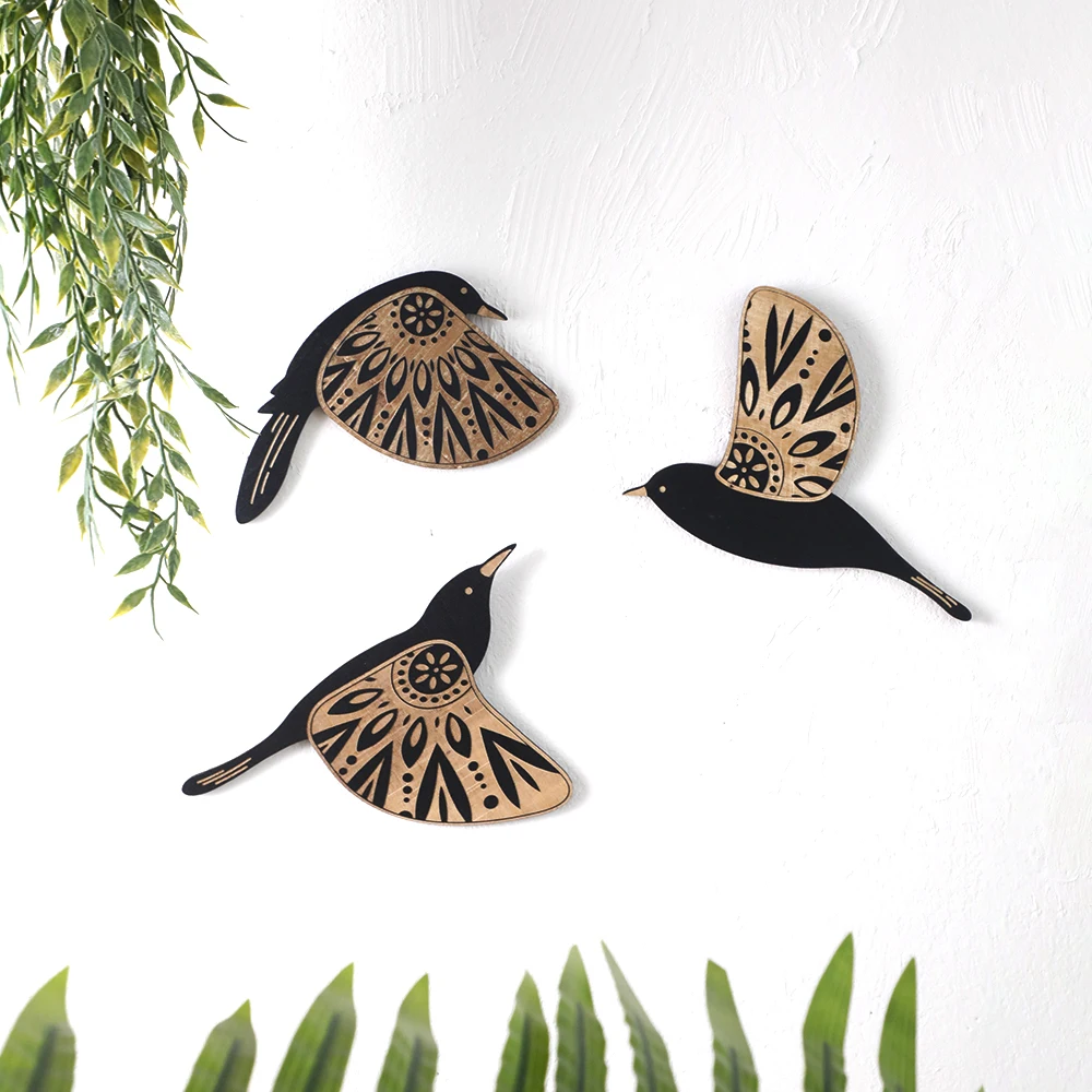 3 Stück schwarzer Vogel Holz Wand dekoration Kunst Vintage Gothic Dekor Wohnzimmer Bad Küche Wohnkultur Indoor Outdoor Geschenke
