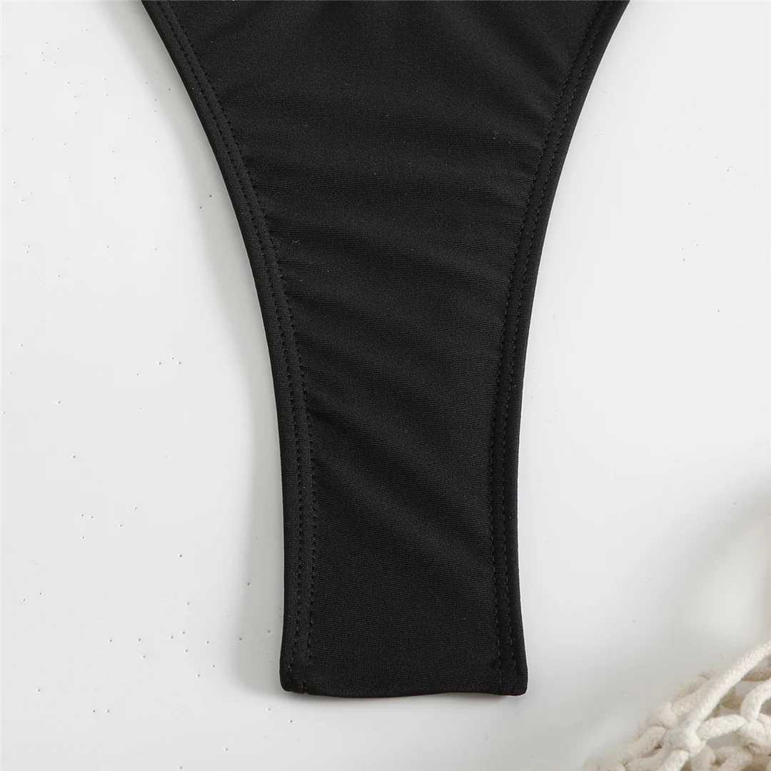 4-teiliges Set mit Rock, langen Ärmeln und hohem Beinausschnitt, Damen-Bikini, Damen-Badebekleidung, vierteiliges Bikini-Set, Badeanzug, Badebekleidung, Modell V6341. – Detail 15