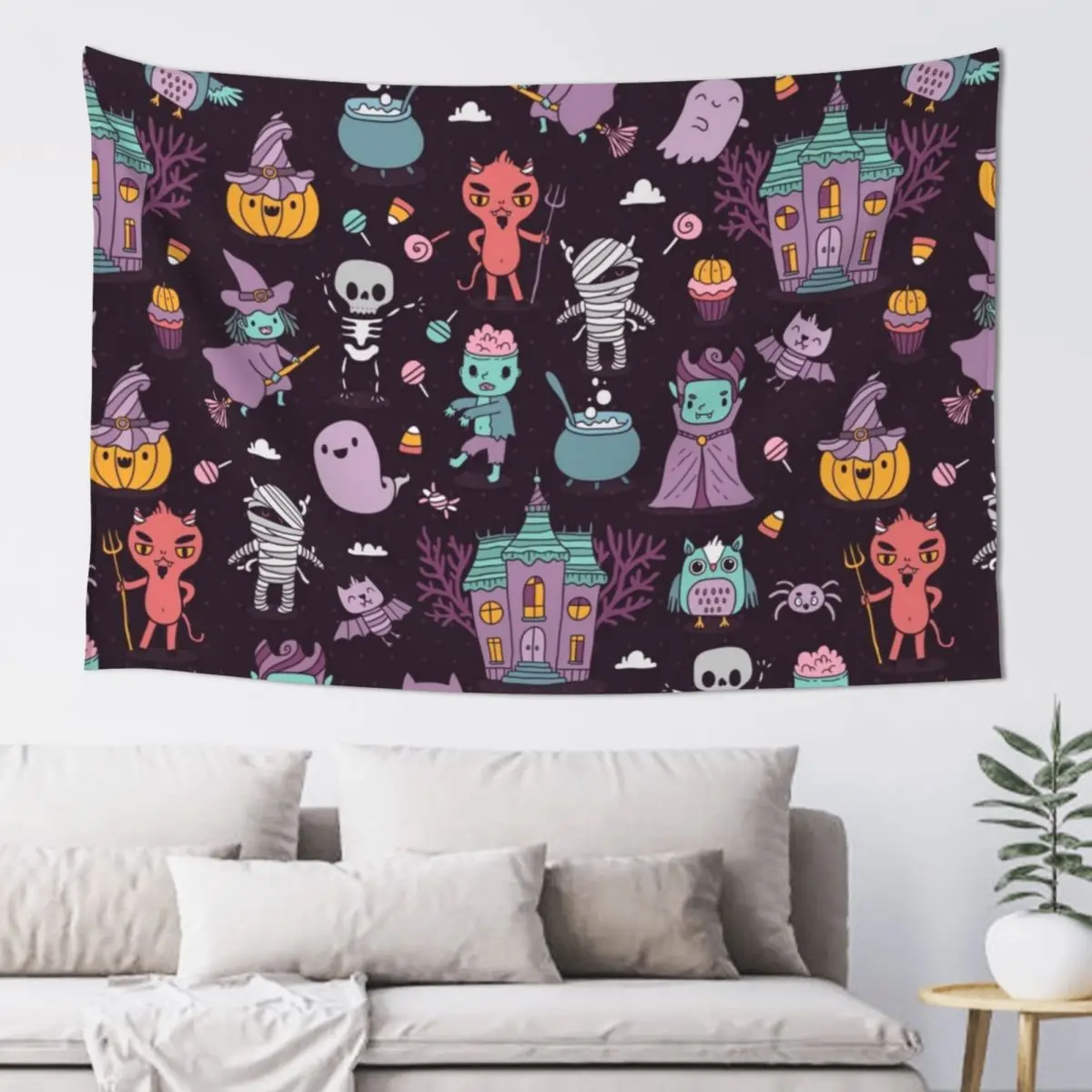 

Happy Halloween Tapestry Art Mural Room Design Bed Room Decoration Wallpaper Tapestry