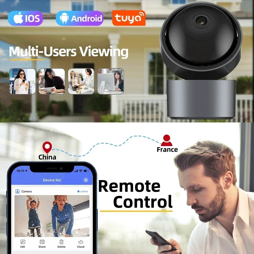 TUYA-cámara IP inteligente para interiores, WiFi, inalámbrica de 5MP, Alexa, seguridad del hogar, detección humana, vigilancia P2P, seguimiento automático, CCTV