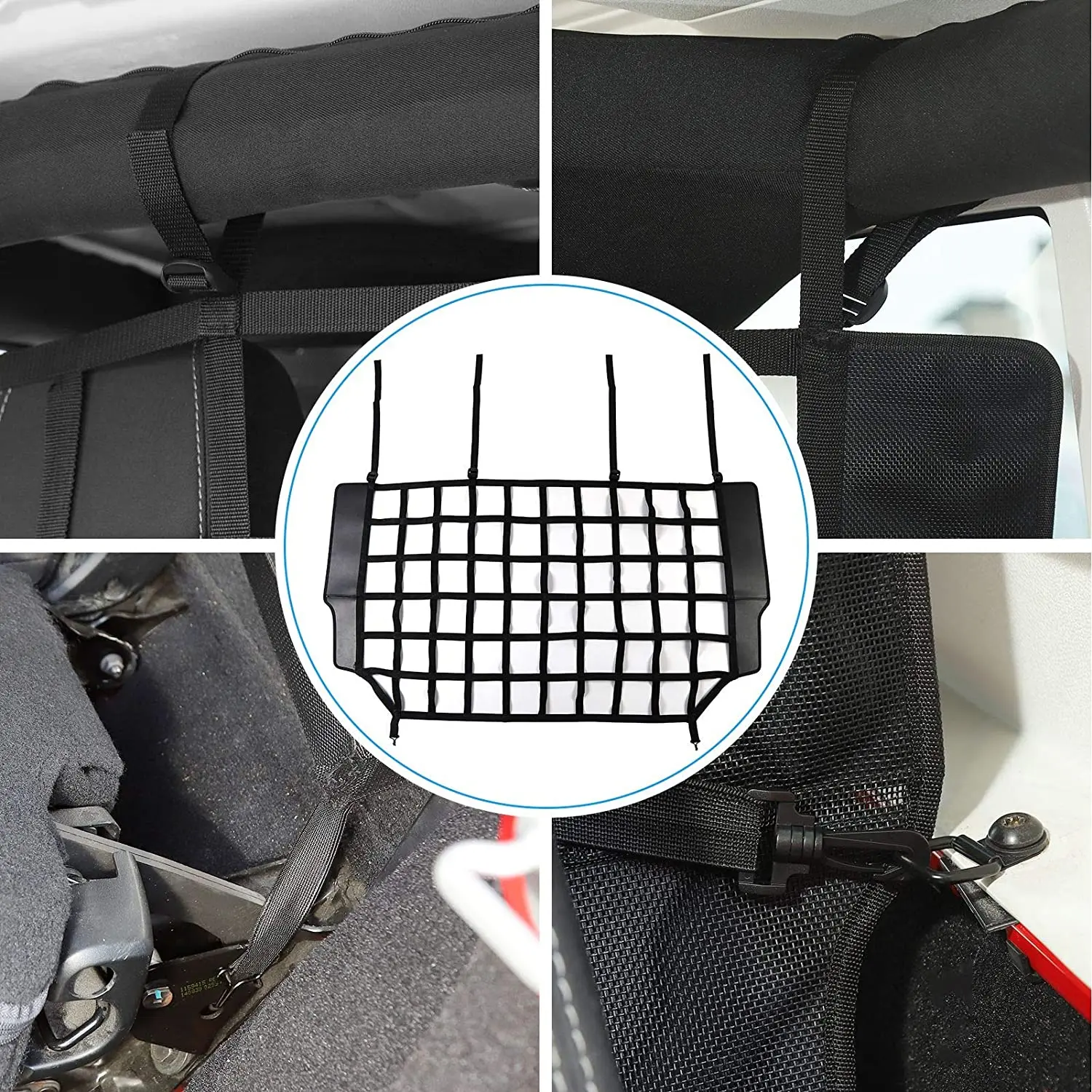 Trunk Pet Net Rear Seat Dog Barrier Protection Isolation Divider Mesh for Jeep Wrangler JK JL 4-Door 2007-2023