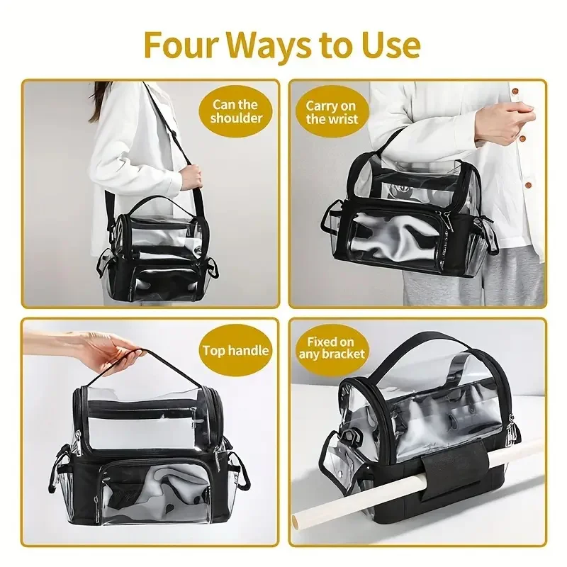 Cosmetic Brush Storage Bag Makeup Handbags Waterproof Artist Waist Bag Hair Stylist Organizer With Adjustable Strap And Divider