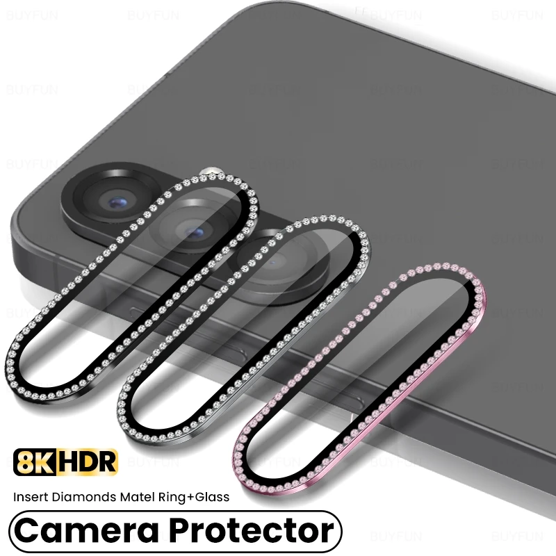 Bling Diamond Metal Ring Camera Protector For Samsung Galaxy A17 A37 A57 A56 A36 Alloy Frame 9H Glass Rear Lens Cap Cover