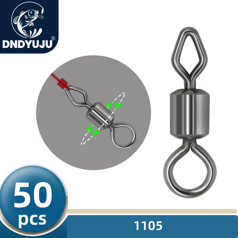 DNDYUJU Fishing Connector Rolling Swivels Round And Diamond Shape Solid Swivels for Fishhooks Fishing Accessories Goods Tools