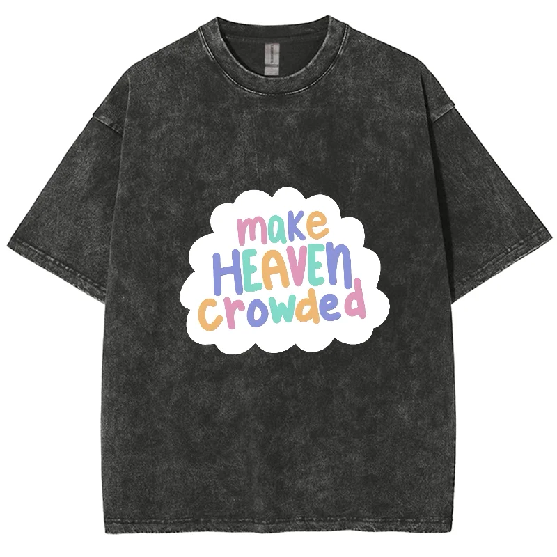 

Cute Colorful Clouds Letter Print Women's Washed T-Shirt Cotton Oversized Loose Unisex Short Sleeve Fashion Simple Casual Top