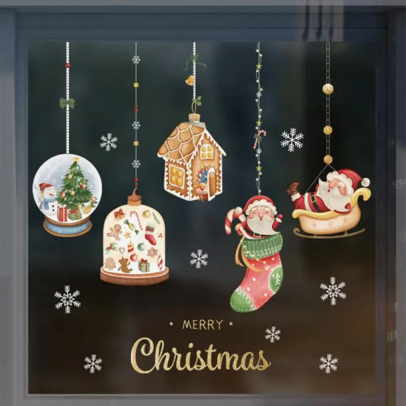 Adesivi per finestre Regali di Babbo Natale Forniture regalo di Natale in PVC Adesivo di Capodanno Nuovo 30x45 cm Forniture per decorazioni per la casa Adesivo di Natale 2023