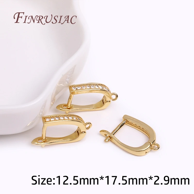 18K Real Gold Plated Anti-Allergy Classic Zircon Earrings Hook Clasps For Women DIY Earrings Jewelry Making Material