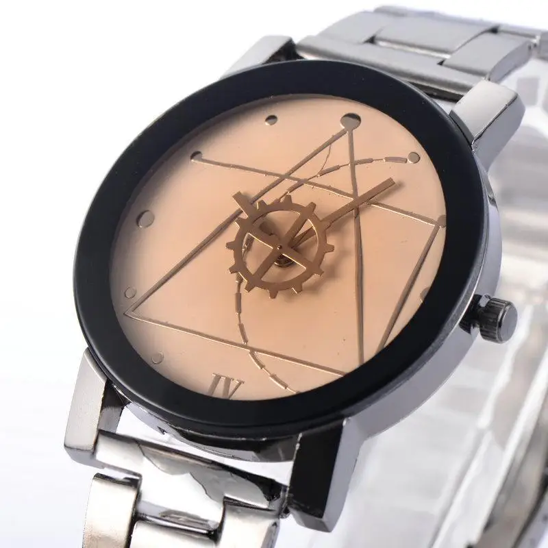 Foreign trade models electronic watch Harajuku compass turntable gear steel belt quartz watch fashion personality