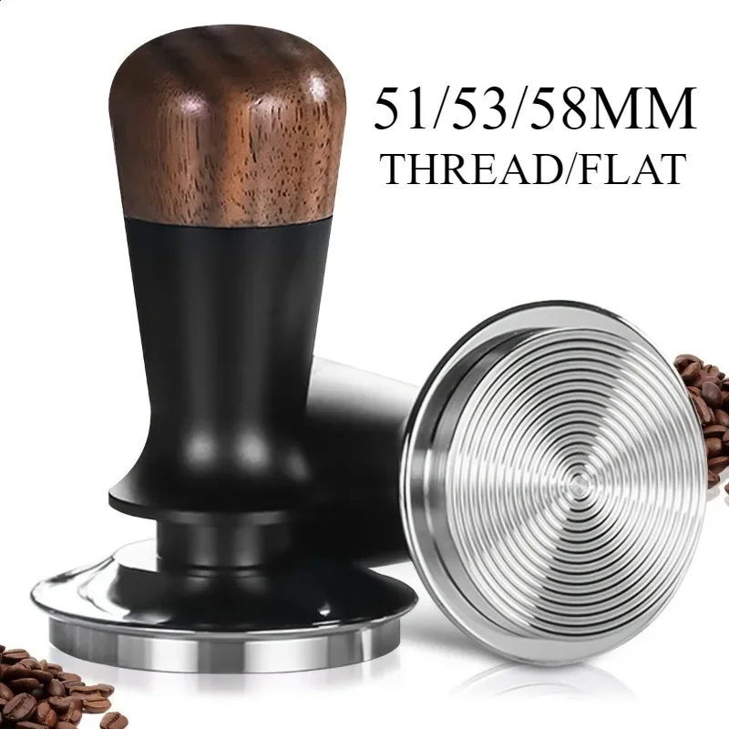 51/53/58MM Walnut Wood Espresso Tamper Manual Press Coffee Tamper Constant Pressure Coffee Hammer Home Cafe Accessories Tools