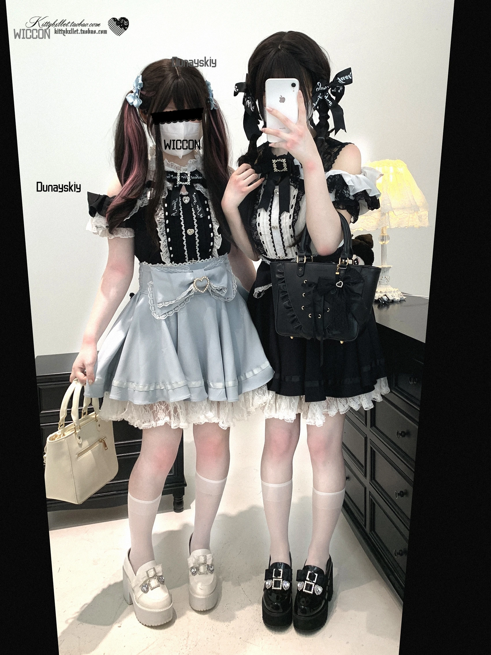 جيراي كي اليابانية Kawaii تأثيري ازياء قميص المياه أنيقة جميلة الدانتيل خط واحد قبالة الكتف أعلى حزب اليومية هالوين كوس