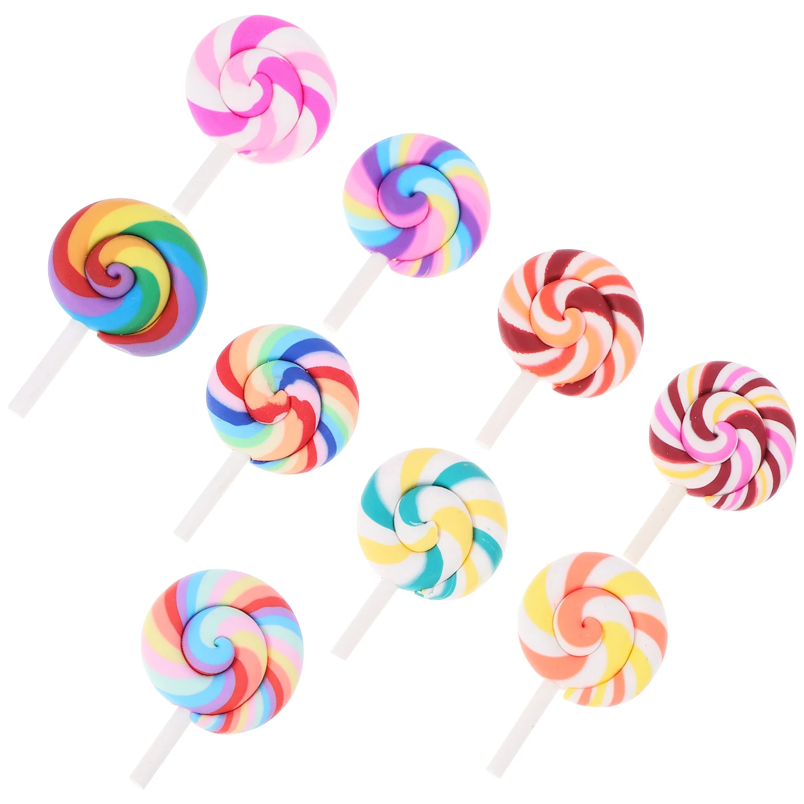 

9Pcs Miniature Rainbow Lollipop Decor Simulation Candy for Photography Props Party Decoration Scene Home Ornament Creative Fake